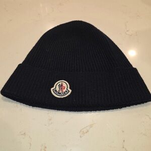 Moncler Navy Ribbed Beanie and gloves set